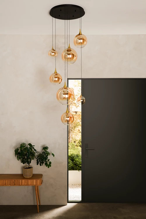 Lucide GISELA - Pendelleuchten - Ø 84 cm - LED Dim. - 2700K - Mit austauschbarem LED-Modul - Amber - Premium - Atmosphäre 2